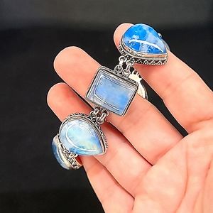 Authentic Rainbow Moonstone Sterling Silver Bracelet Stunning